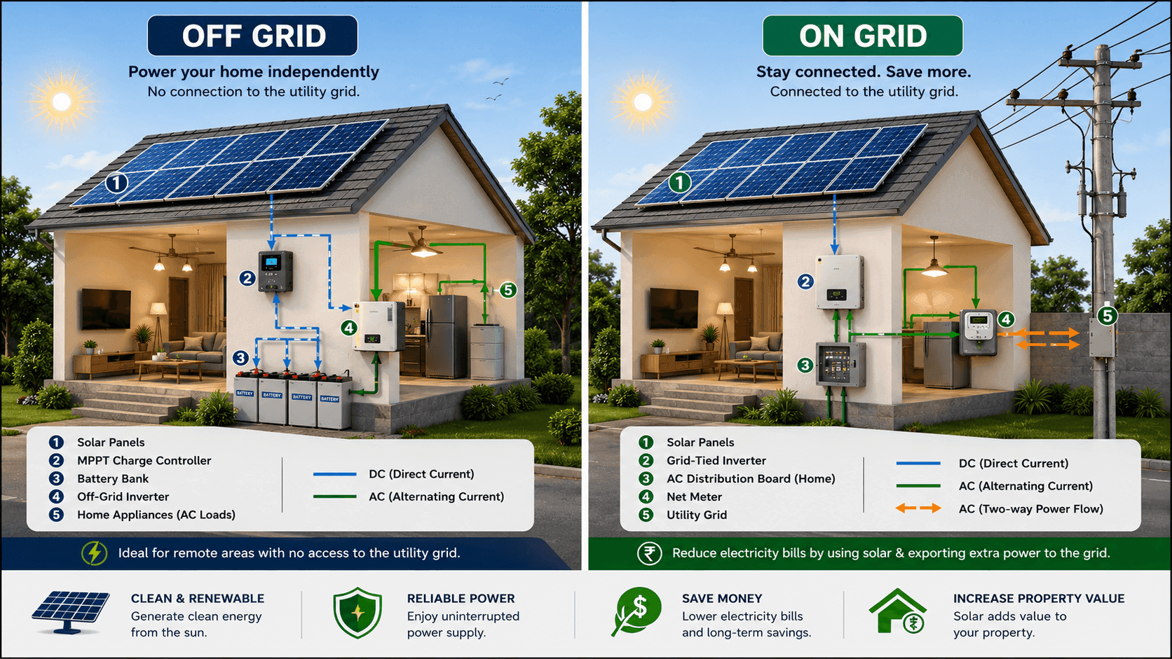 On-grid vs Off-grid vs Hybrid Solar: Which Is Right for Your Jabalpur Home?